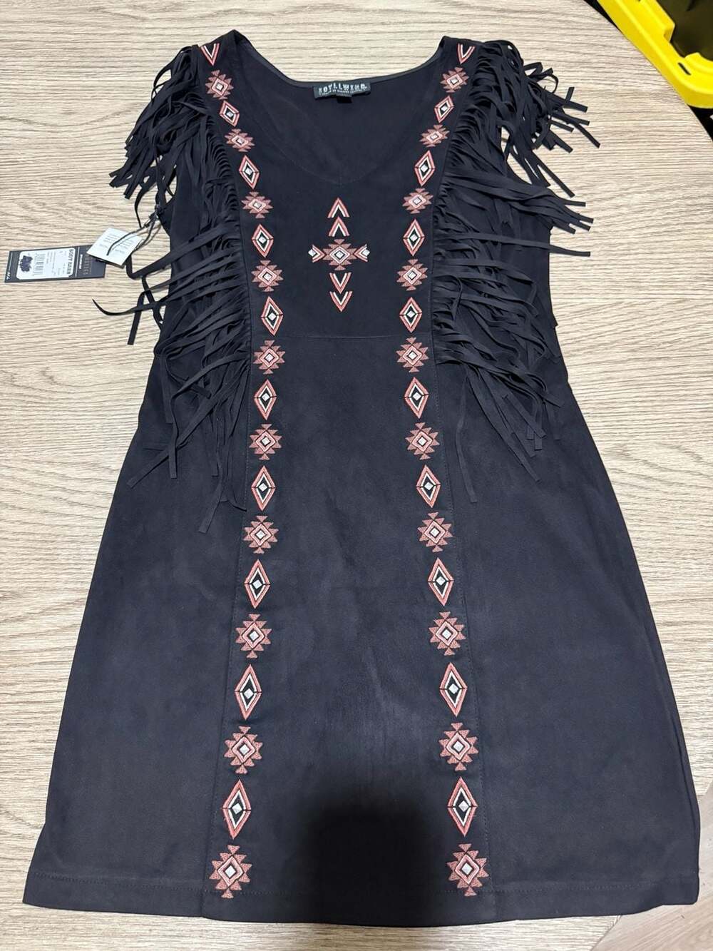 Idyllwind Fueled by Miranda Lambert Black Western Fringed Embroidered Mini Dress